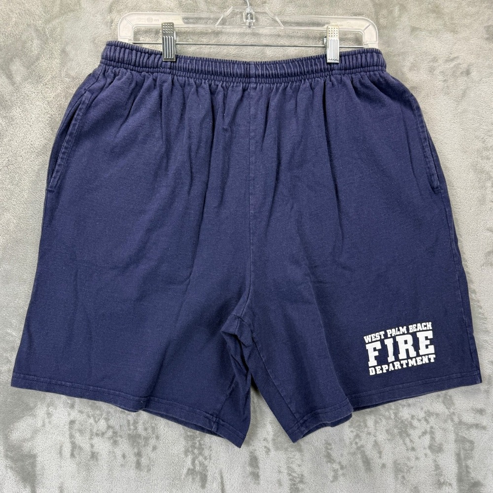 Soffe Mens West Palm Beach Fire Department Navy Blue Cotton Shorts Size L
